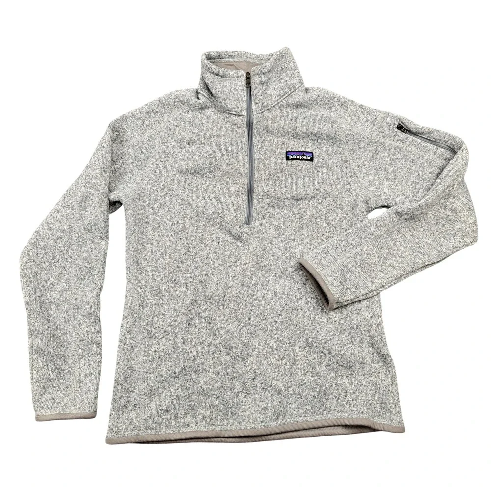 Patagonia Sweater Mens Medium Gray Fleece 1/4 Zip High Neck Pullover Pockets